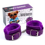 Фиолетовые наручники с меховой подкладкой - фото 1423973