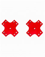 Красные пэстисы-кресты из экокожи с клепками - фото 1421913