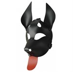 Черная кожаная маска  Дог  с красным языком - фото 1421607