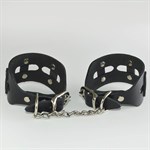 Черные кожаные наручники  Цезарь  - фото 1421612