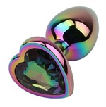 Радужная металлическая пробка Rainbow Heart Butt Plug - 7,1 см. - фото 1419925