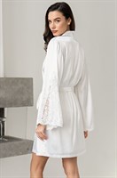 Роскошный шелковый халат Marjory с кружевом на рукавах - фото 1421400