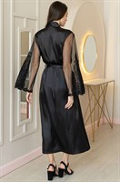 Длинный шелковый халат Marjory с широкими полупрозрачными рукавами - фото 1421408