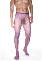 Мужские фиолетовые колготы с полностью открытыми ягодицами - фото 1422298