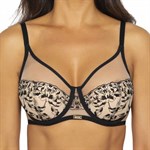 Бюстгальтер +size с шитыми чашками на косточках и контрастной вышивкой 349961