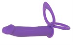  Фиолетовая вибронасадка для двойного проникновения с 2 эрекционными кольцами - 12,7 см.  FFF - фото 534163
