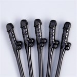 Черные коктейльные трубочки в виде пениса - 5 шт. - фото 1423980
