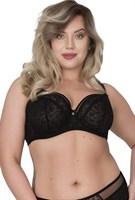 Бюстгальтер с мягкими чашками из гипюра и сетки 354118