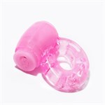 Розовое мягкое эрекционное кольцо с вибрацией - фото 1424332