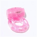 Розовое мягкое эрекционное кольцо с вибрацией - фото 1424331