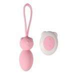 Розовые вагинальные шарики с петлёй и пультом ДУ - фото 1422719