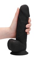 Черный фаллоимитатор Realistic Cock With Scrotum - 21,5 см. - фото 1430513