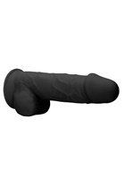 Черный фаллоимитатор Realistic Cock With Scrotum - 21,5 см. - фото 1430514