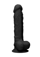 Черный фаллоимитатор Realistic Cock With Scrotum - 22,8 см. - фото 1430515