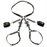 Черная сбруя Bondage Harness на бедра с бантиками - размер M-L - фото 1431660