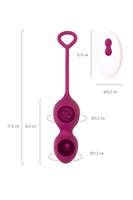 Бордовые вагинальные шарики Moussy с вибрацией и пультом ДУ - фото 1423847
