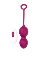 Бордовые вагинальные шарики Moussy с вибрацией и пультом ДУ - фото 1423841