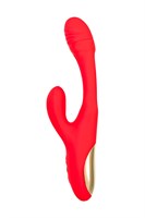 Красный вибратор-кролик с двигающимся язычком Patti - 24 см. - фото 1432209
