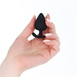 Черная силиконовая анальная пробка Soft-touch - 5,3 см. - фото 1425386