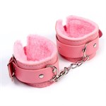 Стильные розовые наручники с мягкой подкладкой - фото 1425994