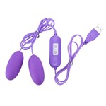 Фиолетовые гладкие виброяйца, работающие от USB - фото 1426014