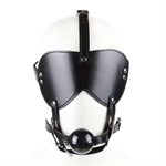 Черная маска-шоры с регулируемыми ремешками и кляпом-шариком - фото 1427974