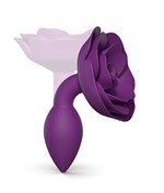 Фиолетовая анальная пробка с ограничителем-розой Open Rose Size S Butt Plug - фото 1424860