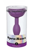 Фиолетовая анальная пробка с ограничителем-розой Open Rose Size S Butt Plug - фото 1424862