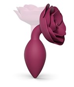Сливовая анальная пробка с ограничителем-розой Open Rose Size M Butt Plug - фото 1424865