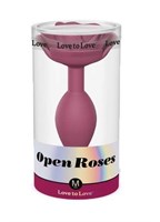 Сливовая анальная пробка с ограничителем-розой Open Rose Size M Butt Plug - фото 1424868