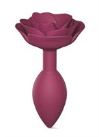 Сливовая анальная пробка с ограничителем-розой Open Rose Size M Butt Plug - фото 1424863