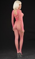 Розовый комбинезон-сетка с красивой шнуровкой на спинке - фото 1427475