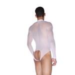 Белое полупрозрачное мужское боди с длинным рукавом - фото 1427432