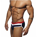 Темно-синие мужские плавки с контрастными полосами на поясе 363564