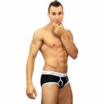 Набор из 3 черных трусов-брифов с белой брендированной резинкой 364336