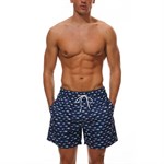 Темно-синие пляжные шорты с акулами 364424