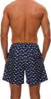 Темно-синие пляжные шорты с акулами 364424