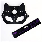 Оригинальная черная маска «Кошка» с ушками - фото 1429296