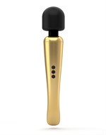 Золотисто-черный жезловый вибратор Megawand - 29,5 см. - фото 1426062