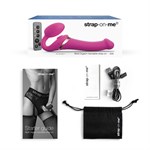 Ярко-розовый безремневой страпон Multi Orgasm Size S с клиторальной стимуляцией - фото 1435540