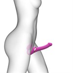Ярко-розовый безремневой страпон Multi Orgasm Size S с клиторальной стимуляцией - фото 1435541