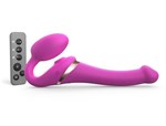 Ярко-розовый безремневой страпон Multi Orgasm Size S с клиторальной стимуляцией - фото 1435537