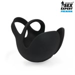 Черная вибронасадка на пенис и мошонку Sex Expert - фото 1428177