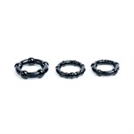 Набор из 3 рельефных эрекционных колец черного цвета - фото 1426982