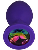Фиолетовая анальная пробка с радужным кристаллом - 8 см. - фото 1432287