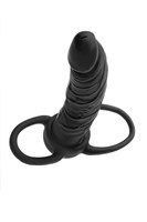 Черная насадка на пенис для двойного проникновения Black Red - 16,5 см. - фото 1431630