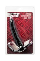 Черная насадка на пенис для двойного проникновения Black Red - 16,5 см. - фото 1431635