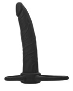 Черная насадка на пенис для двойного проникновения Black Red - 16,5 см. - фото 559121