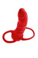 Красная насадка на пенис для двойного проникновения Black Red - 16,5 см. - фото 1431725