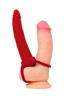 Красная насадка на пенис для двойного проникновения Black Red - 16,5 см. - фото 1431726